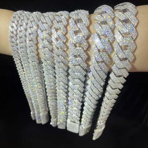 Fashion Chain 8mm-20mm Gra Certificate Vvs Moissanite Diamond Solid Silver Cuban Link Chain for Hip Hop Jewelry