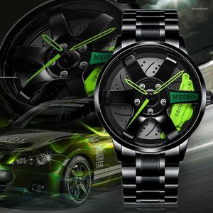 Armbandsur 2024 Fashion 3D Sport Car Wheel Watch Men's Unique Quartz Luxury Watches