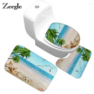 Badmatten Zeegle Beach Muster Badezimmer Teppichmatte Anti-Rutsch-Toilettenboden absorbierende Fläche Teppich Dusche Fußpolster