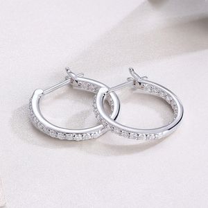 Serenity Day 0.88Cttw Real D Color 1.8mm Full Moissanite Hoop Earrings for Women S925 S925 STERLING SILVER PLATE PT950 FINE JEWELRY