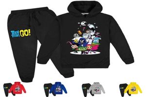 216y set di abbigliamento per bambini Teen Titans go tops con cappuccio pantaloni 2pcs set kids sport tute da ragazzi tracce di sedui per le ragazze outwear per ragazze per bambini 22349526