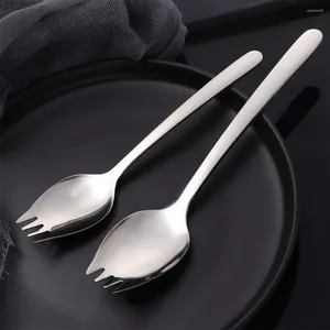 Utensílios de jantar piquenique em aço inoxidável ao ar livre Sobremesa colheres SPORK SALAD FILHA