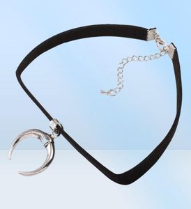 Phyanic Black Goth Choker Naszyjnik aksamitny gotycki chocker ręcznie robiony księżyc wisiorek dla kobiet fajne biżuterię Akcesoria 3207252