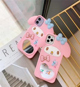 3D Cartoon Cute Cinnamoroll mirror with lanyard cases for iphone 13 12 11 pro X Xs XR Max SE 7 8plus Japan lovely cat My Melody co1214285