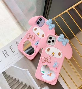 3d Cartoon Cute Cinnamoroll Mirror med lanyardfodral för iPhone 13 12 11 Pro X Xs XR Max SE 7 8Plus Japan Lovely Cat My Melody CO1214285