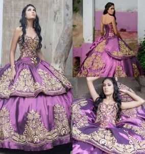 traditional light purple quinceanera dresses sweetheart ball gown gold appliques prom dress puffy lace up sweet 16 dress Princesa 1889093