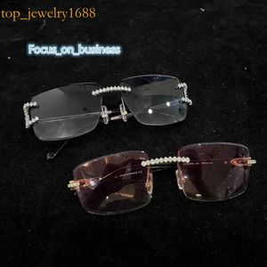 Iced Out Men Glasses Bling Moissanite Diamond Solglasögon Box Mirror Hip Hop Märkes smycken Rapper Original 1 st