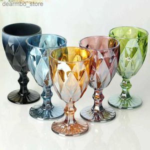 Wine Glasses Multicolor Carved lass Wine lasses Juice Cups Weddin Party Red Wine Champane Flutes oblet for Bar Restaurant Home as ifts L49