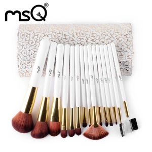 Kits MSQ Estilo romano 15pcs Bruscos de maquiagem Definir Kit Full Cosmetic Tool Cosmetic de alta qualidade com maquiagem de caixa de couro PU