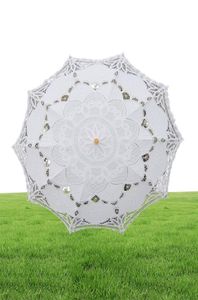 Solid Color Party Lace Umbrella Parasols Sun Cotton Embroidery Bridal Wedding Umbrellas white colors available DH87681994347