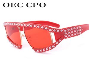 OEC CPO Fashion Brand Pilot Solglasögon Kvinnor Män överdimensionerade Pearl Frame Sun Glasses Retro Big Goggle Eyewear For Female Brand Desig9883838