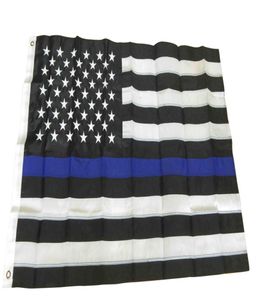 Blue Line Flag 3 x 5 ft 210d Oxford nylon med broderade stjärnor och sy ränder amerikansk flagg9094493