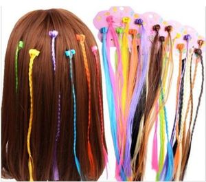 Flickor färgglada peruker hästsvans hårprydnad klo hårklipp flätan huvudbonader för barn flickor hårtillbehör 15lot90pcs3142192