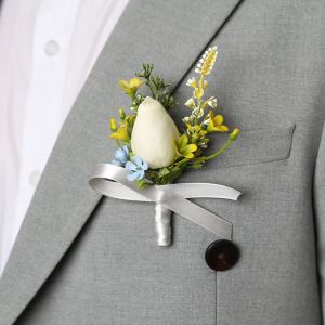 Eleganckie sztuczne kwiat stanik broszka brato -groomsmen boutonniere jedwabne róża broszki kwiatowe akcesoria przyjęcia