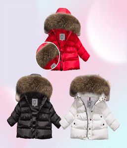 Barn snowduit huva pojkar vinter kappa snö slitna bomull termiska barn vinter outwear parkas päls krage 413t7792914