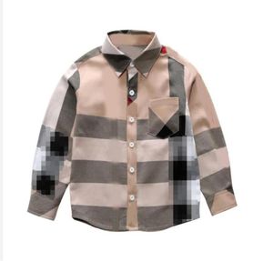 Camisas infantis Novo chegada da primavera Autumn meninos camisa de manga longa de moda xadrez de algodão de algodão de algodão de 2-7 anos227f9325966