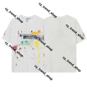 Lanvine Shirt Gal Lavin Mens Designer Koszula Casual Man Women Lanvins TEE Ręcznie malowane atrament Graffiti Letters Lose Short-Sleeved Okoła szyja koszula 225