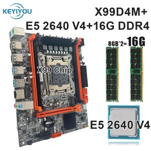 Motherboards KEYIYOU X99D4M Motherboard Set LGA 20113 Kit Xeon E5 2640 V4 Processor CPU +DDR4 2*8GB RAM Memory usb3.0 NVME M.2 MATX