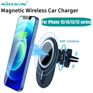 Chargers Magnetic Wireless Car Charger Holder For iPhone 15 14 13 Nillkin Fast Wireless Charger Phone Holder Mount For Samsung S23 ultra