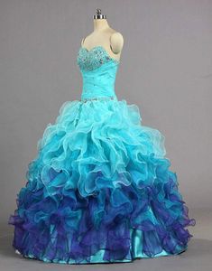 2018 NY SEXY Sweetheart Gorgeous strapless Rainbow Quinceanera Dresses Ruffle Ball Gown Beaded Crystal Sweet 16 Prom Party Prom G2848777