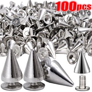 10/100st Cone Spikes Metal Tree Spikes Screwback Studs Cool Punk Plaggets för DIY LEATHER Craft Clothes Shoes Bag Decor