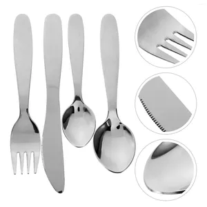 Dinnerware Sets Baby Spoons Tableware Stainless Steel Flatware Children Steak Straight Handle Forks