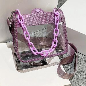 Abendtaschen Mode Frauen Schulter PVC Single Crossbody Bag Persönlichkeit Strasshandtaschen wasserdichtes transparentes Design