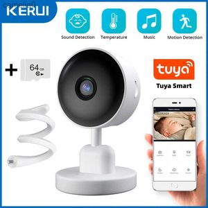 Baby monitora Tuya Intelligent Baby Monitor Wi-Fi Câmera de vídeo de alta definição com cartão 64g e movimentação de monitor de temperatura montada