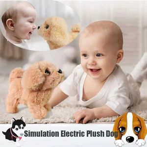 Electric/RC Animals Baby toy dog walking tree bark tail wagging plush interactive electronic pet dog girl toy boy Christmas giftL240412