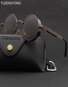 Klasik Gotik Steampunk Güneş Gözlüğü Polarize Erkekler Kadın Marka Tasarımcısı Vintage Yuvarlak Metal Çerçeve Güneş Gözlükleri Yüksek Kalite UV4009123541