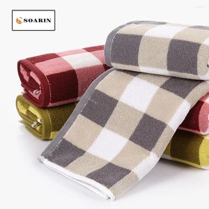 Towel SOARIN Plaid Face Cotton Strandlaken Travel Hand Toallas De Mano Quick Dry Absorvente Handdoeken Katoen