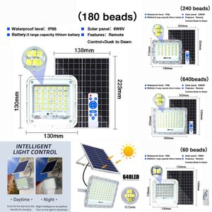新しい洪水ライト640のスーパーブライトアウトドア防水リフレクターソーラーソーラースポットライトは、庭のリモコンを備えています