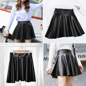 Skirts Women Faux Leather Skirts High Waist Elastic Mini Short Skirt Multipurpose For Skater Work Nightclub