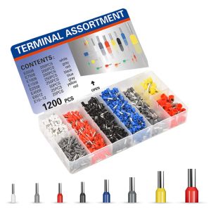 1200 PCS Box Tubular Crimp Terminals Wire Isolated Terminator End Connector Electrical Tube Terminal för kabelavbrott