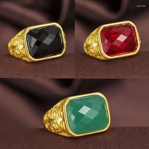 Med sidogenar Vietnam alluvial guldjusterbara ringar färgglada stenplatta mässing ingen blekna smycken