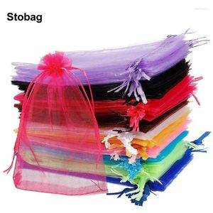 Gift Wrap StoBag 100pcs Color Organza Bags Jewelry Candy Cosmetic Storage Packaging Pocket Pouches Wedding Favors Party Wholesale