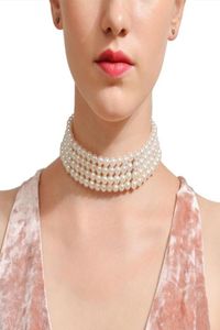 Chokers Arrival Pearl Geometric Necklaces Womens TRENDY Manual Multilayer Neck Chain Alloy Jewelry For Girls5934542