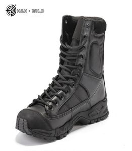 Botas do exército militar Men Black Leather Desert Combat Work Sapatos