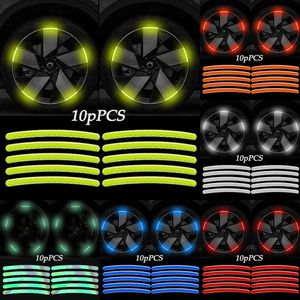 New 10pcs Car Wheel Hub Sticker Tire Rim Reflective Strips Luminous for Nissan Kicks X-trail Juke Tiida Qashqai Leaf Micr