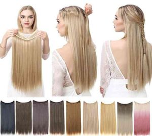 Sarla No Clip Halo Hair Extension Ombre synthetische künstliche natürliche falsche falsche kurze, gerade Haarstück Blonde für Frauen 2201933853