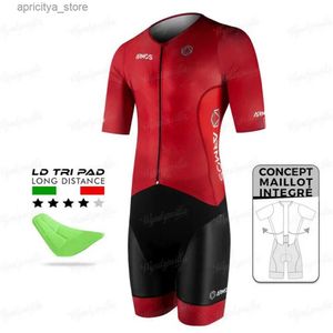 Shorts de ciclismo Silasport New Mens Tri Suits Bike MTB Triathtes de longa distância Triathtes Running Sports Skursuit embutido Lycra Comfort S L48