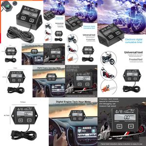 NEU 2024 Auto Elektronik Motorrad Tachstunde Stunde Meter Tachometer für Außenbordmotor Rasenmäher Motocross Motorrad Marine Chainsaw Pit Bike LCD Digital