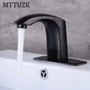 Banyo lavabo muslukları mttuzk güverte monte yağ ovulmuş bronz otomatik sensör musluk havzası dokunulmaz kızılötesi soğuk musluklar