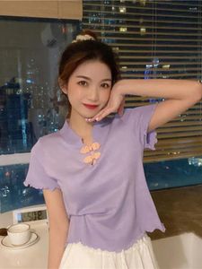 Kobiet bluzy z kapturem Sumping Sense Qipao Button Butted Top Edition Gentle Style Slim Fit T-shirt 1930#