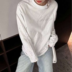 Kvinnors hoodies tröjor Spring/Summer Paris Brand Style Mantiansing Heavy Industry Rolled Diamond Loose Fashionable Long Sleeved T-shirt för par