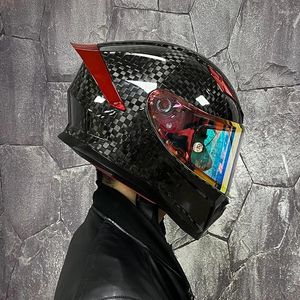 Мотоциклетные шлемы шлем: изготовлен из углеродного волокна Большой хвост с объективом ночного видения полное покрытие шлем