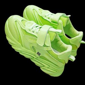 Autumn Kids Mesh Oddychane neonowe zielone białe trampki dla chłopców School Hip Hop Sneakers Sports Buty do biegania NOWOŚĆ H088852949
