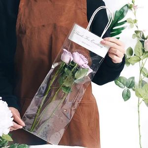 Gift Wrap 10pcs/set 3 Sizes Flower Transparent Hand Bag Nordic Style Paper Bags Packaging Waterproof Bouquet Decorations