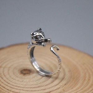 Ginuineoriginal Silver 925 Ring Women Women Tiger Head Lucky US 69 Gift240412