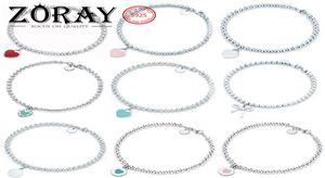 925 sterling silver round beads love ladies highend bracelet blue heart bracelet with original logo wholesale8141290